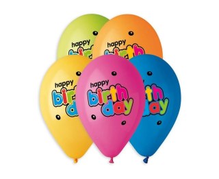 PREMIUM BALLON 13" HAPPY BIRTHDAY GO PBH OP5PCS GODAN