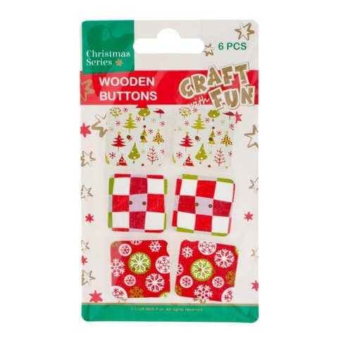 DEKORATIVES HOLZORNAMENT BN BUTTON SQUARE CRAFT WITH FUN 438511