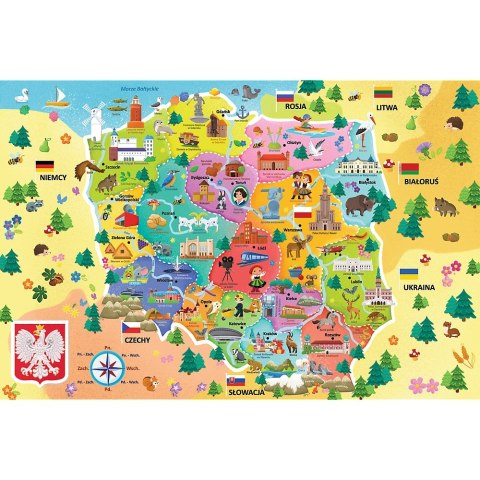 PUZZLE 54 ELEMENTY TREFLIKI MAPA POLSKI TREFL 15556