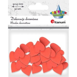 HOLZHERZ DEKORATION 15X15MM 30STK RED TITANUM CRAFT-FUN SERIE