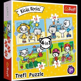 PUZZLE 4IN1 34372 KITTY'S DAY CAT POUD TREFL 34372 TR