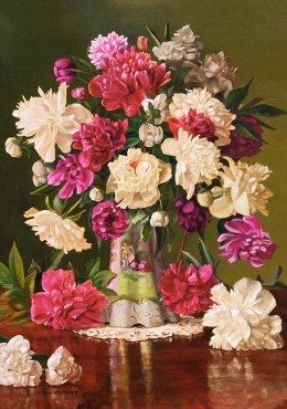 Puzzle 500 Teile Wunderschöne Pfingstrosen, Vase, Blumen