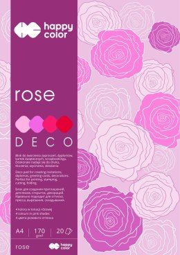Happy Color Deco Rosenblock A4, 4 Farben, 20 Blatt, 170 g, Rosa und Rot