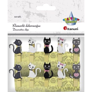 HOLZSCHNALLEN MIT DEKOR KATZEN 10 ST. CRAFT-FUN-SERIE AUS TITANUM