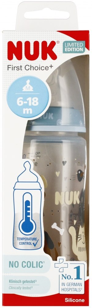 NUK MP BUTELKA 300 ML 6-18M FIRST CHOICE CAT&DOG NIEBIESKA 10216007 NUK