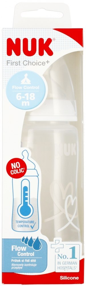 NUK MP BUTELKA Z WSKAŹNIKIEM TEMP. 300 ML 6-18M FIRST CHOICE BIAŁA 10741103 NUK