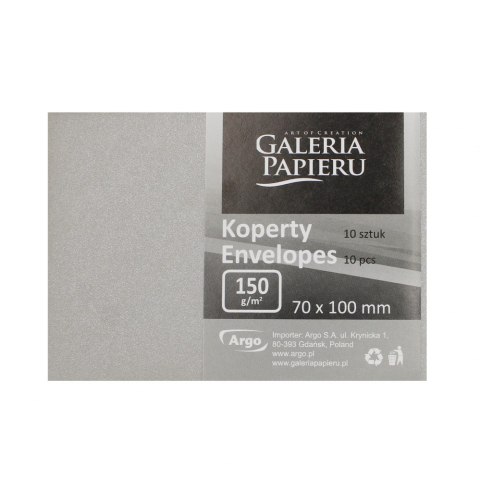 KOPERTA 7X10 CM NIE KLEJONA SREBRNA PERŁA GALERIA PAPIERU OP.10 SZT. ARGO 280444 GAL ARGO