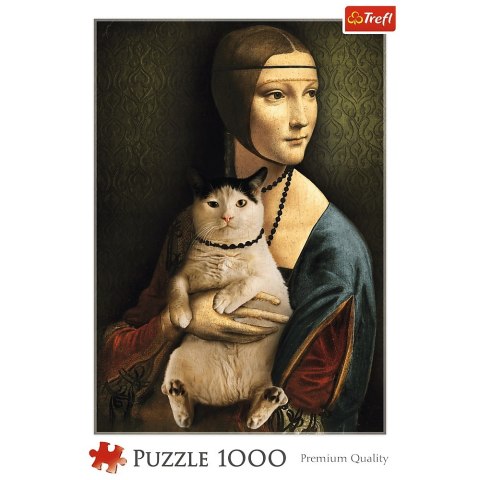 PUZZLE 1000 ELEMENTÓW DAMA Z KOTEM TREFL 10663