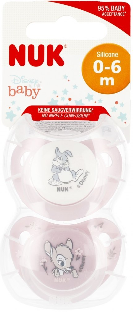 NUK MP SMOCZEK USPOKAJAJĄCY SILIKONOWY 0-6M DISNEY BAMBI OP.2 SZT. 10175003 NUK