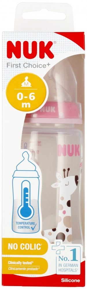 NUK MP BUTELKA Z WSKAŹNIKIEM TEMP. 300 ML 0-6M FIRST CHOICE RÓŻOWA 10741926 NUK