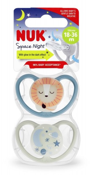 NUK MP SMOCZEK USPOKAJAJĄCY SILIKONOWY 18-36M SPACE NIGHT LEW OP.2 SZT. 10739658 NUK