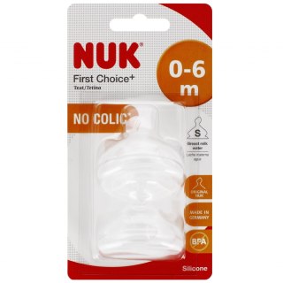 NUK SMOCZEK DO BUTELKI SILIKONOWY 6-18M M FIRST CHOICE OP.2 SZT. 10721265 NUK