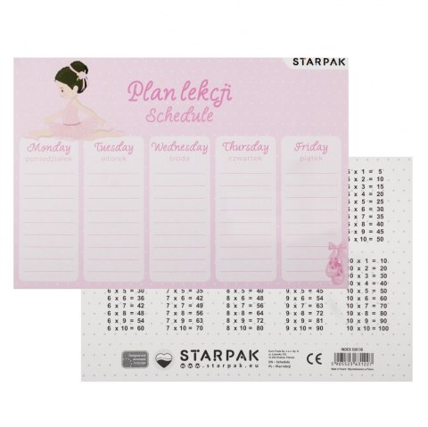 PLAN LEKCJI Z TABLICZKĄ MNOŻENIA A5 BALERINA P STARPAK 536138 STARPAK