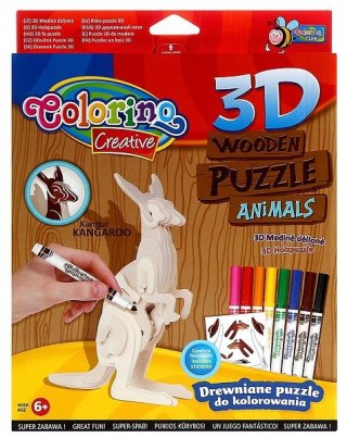 PUZZLE DREWNIANE 3D KOLOR KANGUR AKCESORIA COLORINO PATIO 838447 PATIO