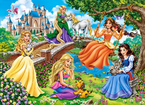 -PUZZLE 70 ELEMENTÓW PRINCESSES IN GARDEN CASTORLAND B-070022 CASTOR