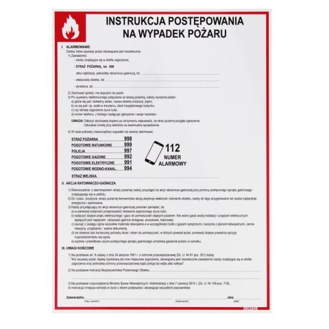 TABLICZKA INFORMACYJNA PLASTIKOWA 250X360 PPOZ KORFED 737350 KORFED