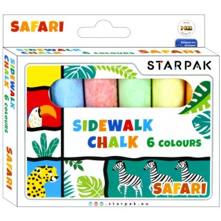 KREIDE ZUM SCHREIBEN AUF DEM PFLASTER 6 FARBEN SAFARI-STARPAK 494004