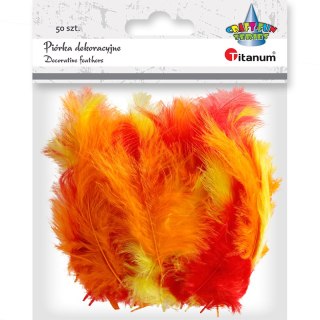 ZIERFEDERN ROT, ORANGE, GELB 50 ST. CRAFT-FUN-SERIE AUS TITANUM