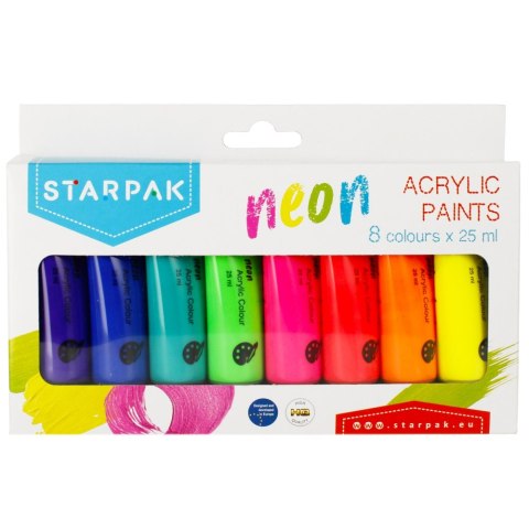 FARBY AKRYLOWE 8 KOLORÓW 25ML NEONOWE STARPAK 484981