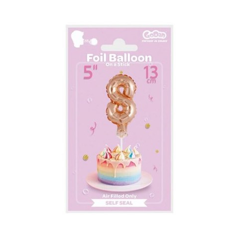 FOLIENBALLON 13 CM AM STOCK ZIFFER 8 GOLD GODAN BC-5RZ8 GODAN