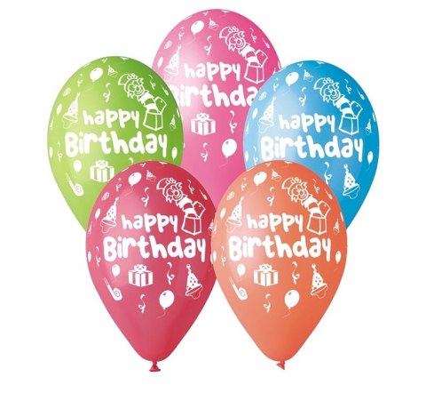 PREMIUM BALLONS "HAPPY BIRTHDAY PARTY, 12" / 5 ST. GS110/P097 GODAN