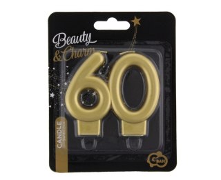 KERZE NUMMER 60 GEBURTSTAG, GOLD, METALLIC, B&C, 8 CM GODAN